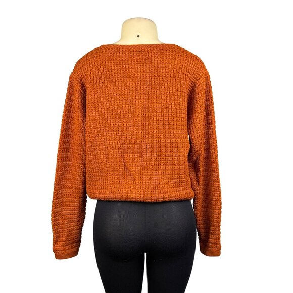Pretty Garden Chic Womens Orange Knitted Button-Up Cardigan Sweater With Two Poc - Picture 3 of 10